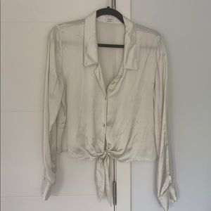 Wilfred white tie satin blouse